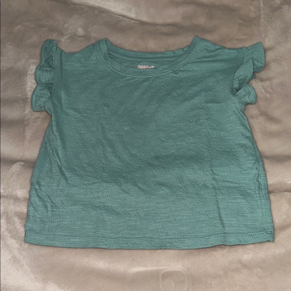 Teal Ruffle Sleeve Kids Top